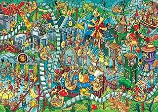 Jigsaw Puzzles for Adults, 1000 Pieces Dinosaur Park Puzzle, Cartoon Painting Challenging Puzzles for Family Activity Game Nights Gifts Fidget Stress Relief image