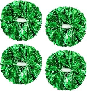 4Pcs Metallic Cheerleading Pom Poms, Creatiee 2 Pair Cheerleader Cheering Squad Pompoms for School Sports Dance Games Team Spirit Cheer