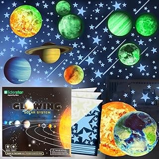 Glow in The Dark Stars and Planets, Bright Solar System Wall Stickers -Glowing Ceiling Decals for Kids Bedroom Any Room,Shining Space Decoration, Birthday Christmas Gift for Boys and Girls (Blue) image