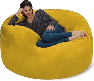Chill Sack Bean Bag Chair: Giant 5' Memory Foam Furniture Bean Bag - Big Sofa with Soft Micro Fiber Cover - Lemon image