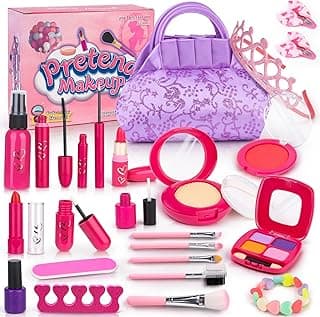 Pretend Makeup for Toddlers - BTEC Fake Makeup Set for Kids,Play Makeup Kit for Little Girls Age 2 3 4 5 6,Kids Makeup Kit for Girl with Princess Purse (24 Pack) image
