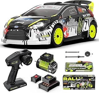 RIAARIO 1/10 Rally Car Max 50mph Brushless RC Cars for Adults with Gyro 4WD RC Truck with Full Car Linkage Lighting Remote Control Car with 3S 2200mAh Rechargeable Battery Support 4400mAh Battery image