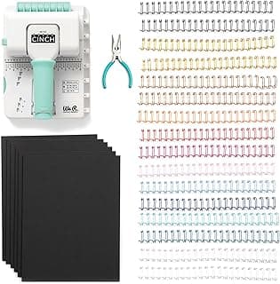 We R Memory Keepers Mini Cinch Bundle Includes Book Binding Machine, 16 Wires, Wire Cutters, and Six Black Bookboards, Easy to Use Design, Ruler, Wire or Spiral Coils, DIY Books, Notebooks, Calendars image