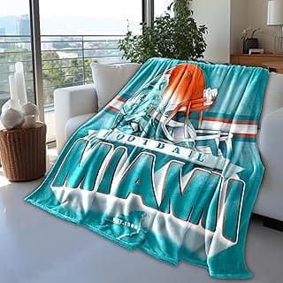 Miami Football Blanket Gifts for Men Women Classic Double Layer Fabric Warm Blankets, Soft Lightweight Flannel Throw Blankets for Football Fans Gifts 60" X 50" image
