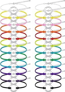 Funtery 24 Pcs Dance Bracelet Gifts Bulk Girls Team Party Charm Jewelry Wax Rope Adjustable Dancer Recital Accessories image