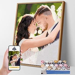 JOXOFO Custom Paint by Number Kit for Adults Personalized Paint by Numbers for Beginner Customized DIY Canvas Oil Painting Set from Your Photo for Family Friends Birthday Gifts image