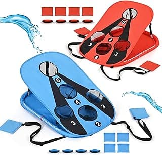 ropoda Pool Cornhole Board Set, 3ft x 2ft Corn Hole Games for Adults, Cornhole Set Floating, Pool Games for Adults, Water and Land Dual-Purpose, Easy Setup, Beach Toys for Family, Beach/Lawn Toys