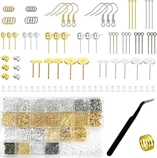 Yauhar 2782 Pcs Silver & Gold Jewellery Making Kit Contains Open Jump Rings, Stainless Steel Earring Posts and Backs, Eye Pins, Earring Findings Supplies for DIY and Repairing image