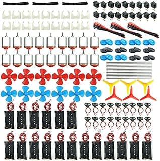 18 Set DC Motors Kit, Mini Electric Hobby Motor 3V -12V 25000 RPM Strong Magnetic with Shaft Propeller, 2 x AA Battery Holder,9V Battery Clip Connector,Plastic Wheels for DIY Science Projects