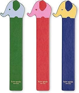 kate Spade New York Novelty Bookmark Set of 3, Cute Leatherette Book Markers, Elephants image