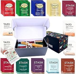 Assorted Tea Sampler Gift Set Box - Tea Box - Set of 56 Tea Bags, 14 Tea Assortment Flavors with 10 Honey Sticks, Recipe eBook in Seasonal Tea Variety Pack Ideal Gifts for Her, Him, Colleagues, Tea Lovers & Holidays image