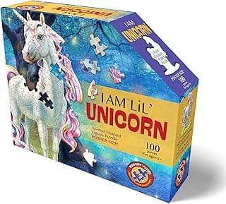 Madd Capp: I Am Lil' Unicorn - 100 Piece Puzzle - Kids Creature-Shaped Jigsaw, 26 X 33 Finished Size, Poster Reference, Educational Fun Facts Booklet