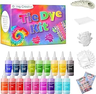 All-in-One Tie Dye Kit - Tie Dye Party Pack with 12 Colors in 18 Pre-Filled Bottles, Gloves, Rubber Bands & More - Top Arts and Crafts for Kids 4 & Up - Tie Dye Kit for Large Group image