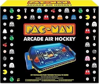 Pac-Man: Arcade Air Hockey - Premium Series, Glow-in-The-Dark Tabletop Game, Motorized Air Cushion, Neon Colors, Licensed, Adults & Kids 6+, 2 Players