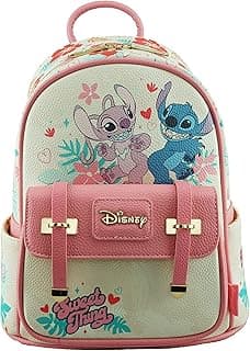 Disney Angel and Stitch 11" Vegan Leather Fashion Mini Backpack image