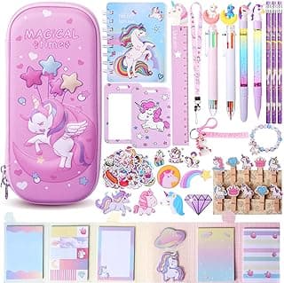 78 Pcs Back to School Gifts Stationery Supplies Set for Girls Boys School Supplies for Kids Birthday Party Gifts(Unicorn) image
