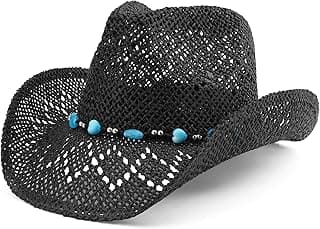 Straw Beach Cowboy Hat for Women Shapeable Brim Western Cowgirl Hat image