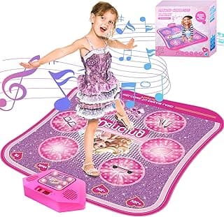 Princess Dance Mat for Kids Girls - Bluetooth Light Up Dancing Mat Toddlers 3-5 4-8 Ages 6 7 8 9 10 11 12 Year Old Floor Mat Electronic Games Dance Pad Toy Gift Dance Revolution Mat Challenge Playmat