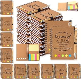 Honoson 120 Set Christmas Team Gifts for Employees Inspirational Notebook with Notepad Motivational Bamboo Ballpoint Pens Bulk Thank You Gifts for Volunteer Nurse Teacher Student Office Supplies image