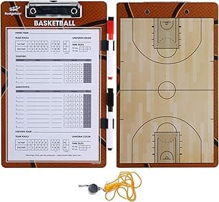 Basketball Clipboard Dry Erase for Coach– Double Sided Lineup Basketball Whiteboard for Coaches with Whistle and Dry Erase – Coaching Equipment Playbook Board Gear - Basketball Coaching Board image