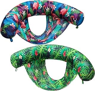 FindUWill Inflatable Pool Floats Chair, 2 Pack Soft Fabric Water Floating Chair Lounge with Sling Swimming Pool Floaties Lounger, Blow up Pool Noodles for Adults image