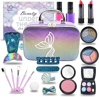 Kids Makeup Set for Girls - Non Toxic Washable Mermaid Makeup, Toys for Girls 5-7, 8-12， Mermaid Toys for Girls, Real Make Up for Little Girl，Party Gifts for Halloween Christmas Birthday