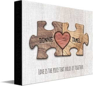 Personal-Prints | Personalized Gifts for a Romantic Valentine’s Day or Anniversary | Stretched Canvas Customized and Ready to Display with an Easel Back (11 - Love Puzzle) image