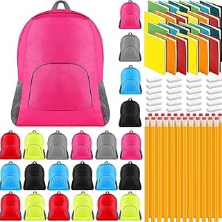 Amylove 24 Sets School Supply Kit School Bundles Back to School Supplies Includes Bag Notebooks Pencils Eraser for Kids Students School Classroom Home Charity image