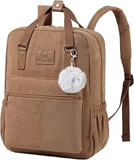 Laptop Backpack for Women - Corduroy Water Resistant School Bookbag with 15-Inch Laptop Sleeve Daypack for Travel School Work image