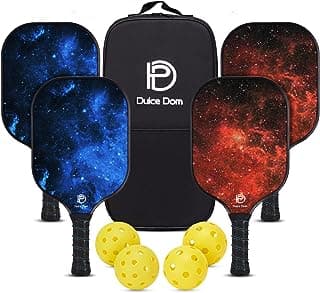 DULCE DOM Pickleball Paddles, USAPA Approved Fiberglass/Graphite Pickleball Set of 2/4 with Pickleball Paddles, 4 Pickleball Balls and Pickleball Bag, Pickleball Rackets Equipment for Beginners & Pros image
