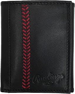 Baseball Stitch Leather Trifold Wallet Black image