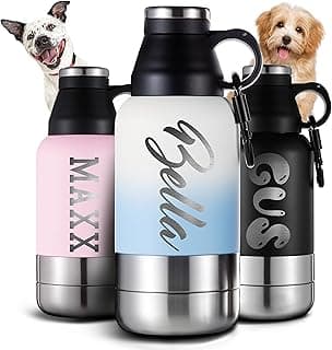 32oz Personalized Dog Portable Water Bottle, Dog Water Bottle for Travel, Puppy Water Bottle, Dog Water Bowl Dispenser, Travel Dog Water Bowl, Dog Bowl Bottle (Ombre Blue, 32 OZ)