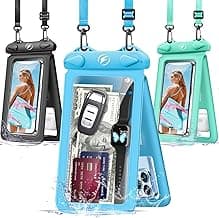 Waterproof Phone Pouch [3-Pack] Double Space Waterproof Phone Case with Adjustable Lanyard Water proof Cell Phone Pouch for iPhone IPX8 Underwater Phone Cases Phone Dry Bag for Vacation Beach Swimming image