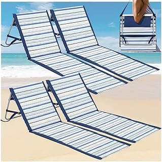 4 Pcs Portable Beach Lounger Chair for Adults Lightweight Folding Tanning Mat Lawn Outdoor Travel Picnic Adjustable Lounger Sunbathing Lounge Chaise Pool Chairs for Patio Reclining image