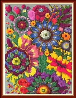 Redxing Stamped Cross Stitch Kits Embroidery kit for Beginners Adults Full Range of Embroidery Patterns Starter Kits DIY Printed Cross Stitch Kits Needlepoint Kits 11CT-Magic Flower 15.7x19.7 inch image
