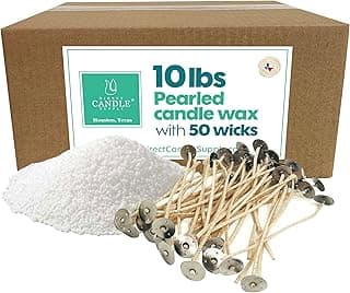 Snow Pearled Candle with Wicks | Sand Candle Wax kit | 10lbs of Candle Sand with 50 Wicks Included | Unscented Powder Candles for Candle Making, Weddings, and Parties image