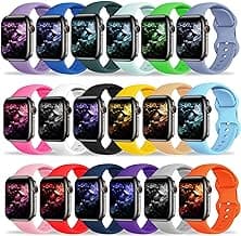 18 Pack Bands Compatible with Apple Watch Band 49mm 46mm 45mm 44mm 42mm 41mm 40mm 38mm for Women Men, Sport Silicone Breathable Strap for iWatch Series Ultra 10 9 8 SE 7 6 5 4 3 2 1 image