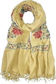 Women's Embroidered Tassel Long Shawl Oversize Scarf Wraps for Women