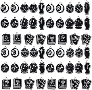 Youdiyla 28pcs Alloy enamel black card moon set series Pendant Jewelry Making DIY Keychain Earrings Pendant Various Design Charms for Jewelry Making Bracelets Necklace (SN562)