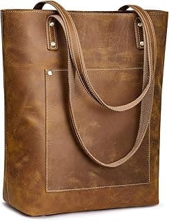 Women Vintage Genuine Leather Tote Bag Large Shoulder Purse Work Handbag image