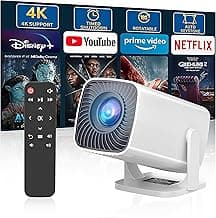 Mini Projector, Portable Outdoor Projector 4K Supported, Short Throw Movie Projector Compatible with Smartphone, TV Stick, Laptop, Game Consoles