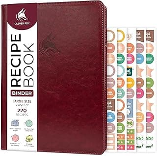Clever Fox Recipe Book Binder with Tabs – Ring Notebook Organizer with Blank Pages to Write in Your Own Recipes – Personalized Family Cook Book, 220 Recipes, 9.4x12.6” (Burgundy) image