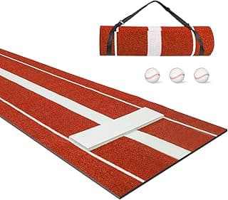 Softball Pitching Mat,10' x 3' Softball Pitching Mound with Pitching Rubber Plate,for Pitchers Indoor Outdoor Pitching Practice,3 Balls Included