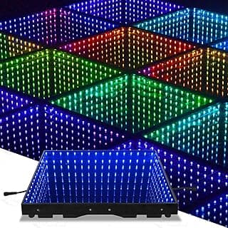 Dance Floor Stage Light,LED 3D Infinity Mirror Wired Portable Illuminated LED Dance Floor Panels for Stage Wedding Dance Show Event (25pieces) image