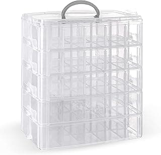 LifeSmart Stackable Bead Storage Organizer Box | DIY Art Craft Case Storage with Adjustable Compartments | Small Plastic Containers with Dividers for Toys, Jewelry, Fishing Tackles and Sewing Supplies image
