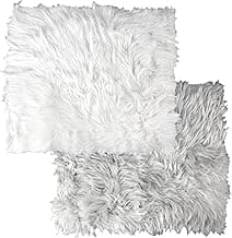 Iconikal Faux Fur Baby Photoshoot Mat Set, 28" x 24", Gray & White, 2 Pack Newborn Blanket Photography Prop Backdrop image