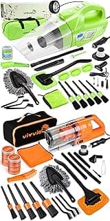 Car Detailing Kit Interior Cleaner, Car Cleaning Supplies with High Power Portable Car Vacuum, Detailing Brush Set, Windshield Cleaner, Complete Orange Car Accessories for Women/Men Gif image