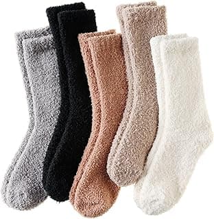 Velice Womens Fuzzy Socks Soft Cozy Fluffy Slipper Socks Winter Warm Plush Sleeping Christmas Socks 5 Pairs image