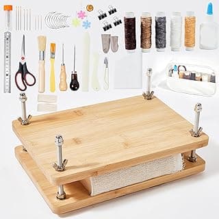 pamctry 50 Pcs Book Binding Kit with Wooden Book Press and Multi-Functional Bone Folder, 11.6 x 7.8 Inches image