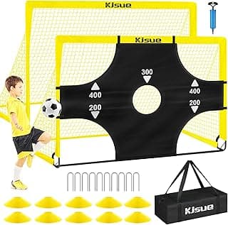 Kids Soccer Goals for Backyard Set, 2 of 6x4 ft Portable Pop Up Soccer Goal Training Equipment, Soccer Net with Target, Soccer Ball, Cones, Soccer Set for Kids Youth Toddler Sports Outdoor Games